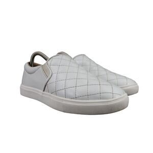 Stq Shoes Womens 7.5 Sneakers Slip On Casual Fashion Quilted Comfort White Flat